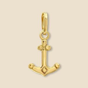 14K Solid Yellow Gold Anchor Pendant 1g Nautical Charm by Tehrani Jewelry